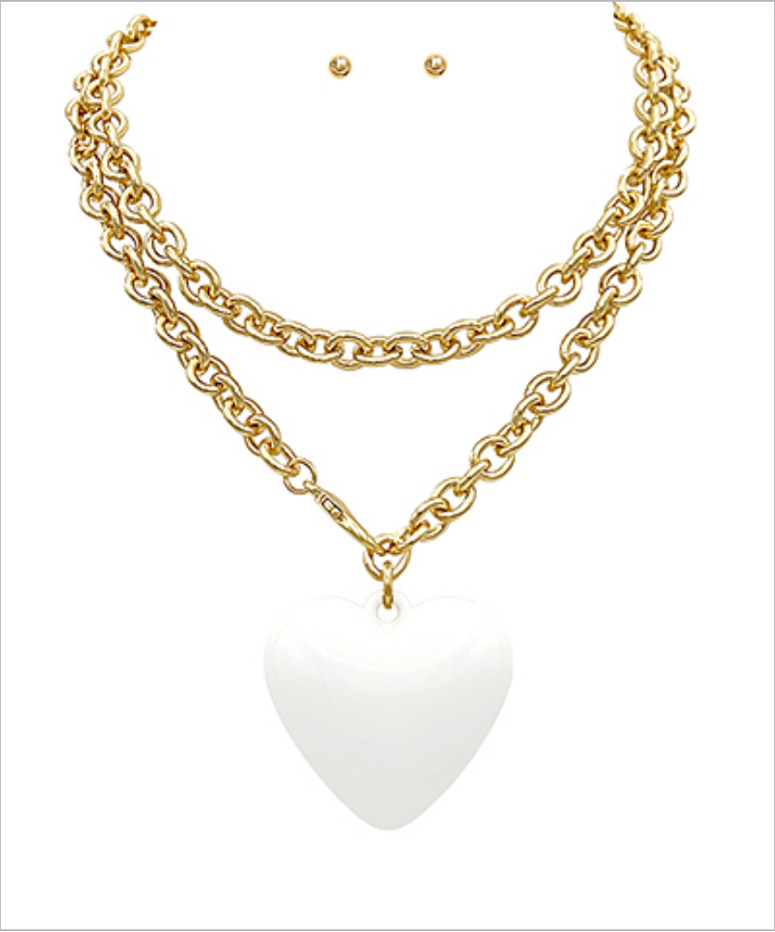 bubble heart neckalce in white