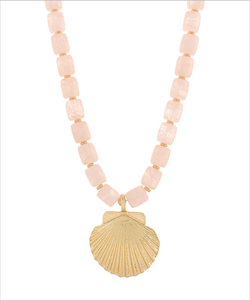 shelly beaded necklace in blush