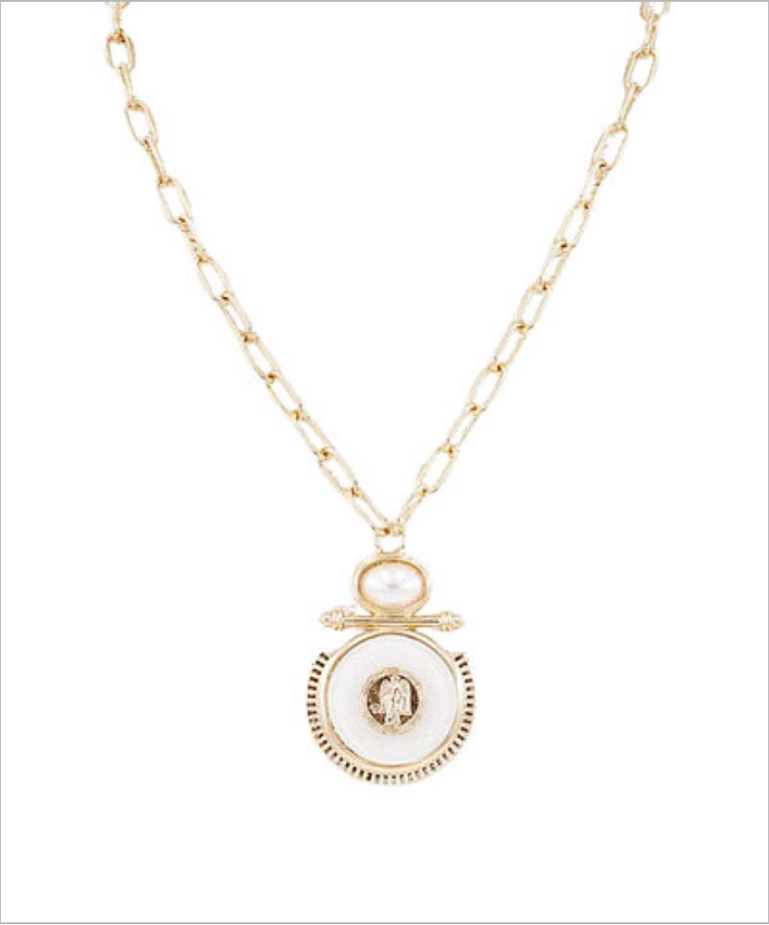 disc pendant necklace in pearl
