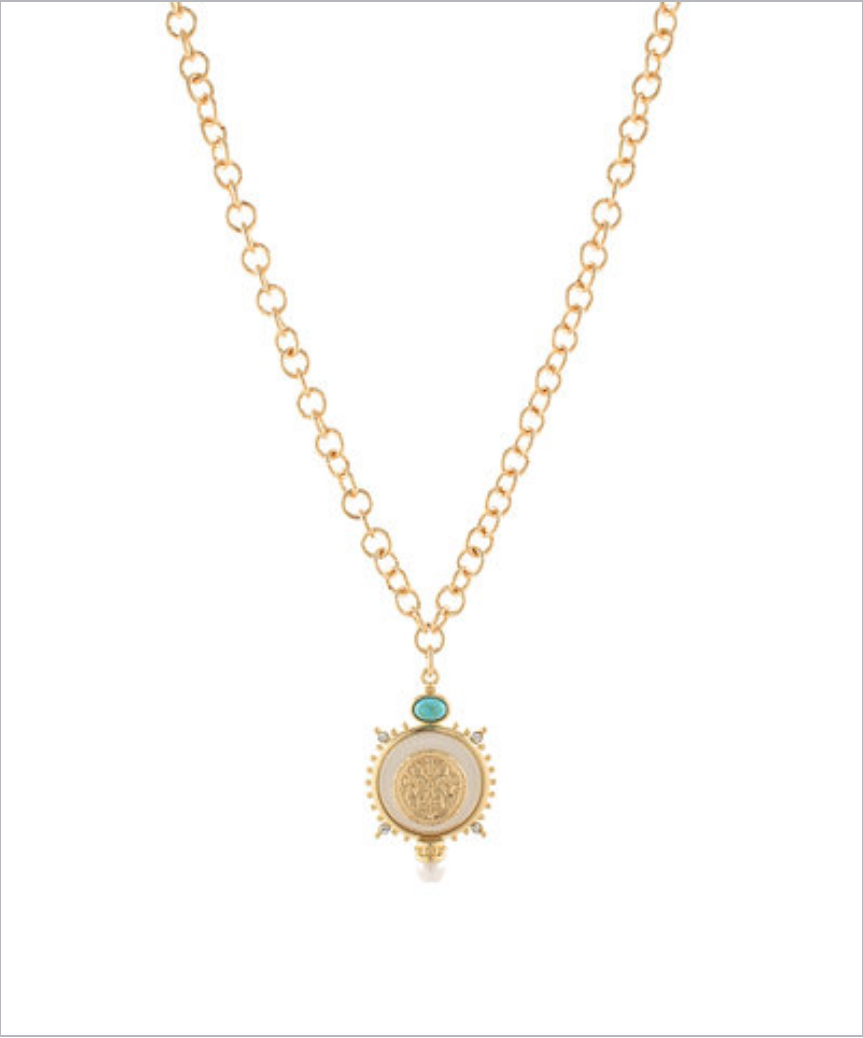 coin pendant neckle in turqouise