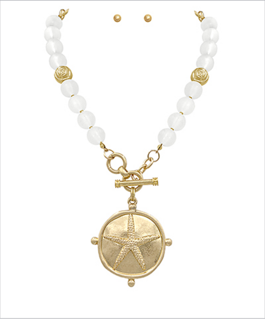 costal charm necklace in gold