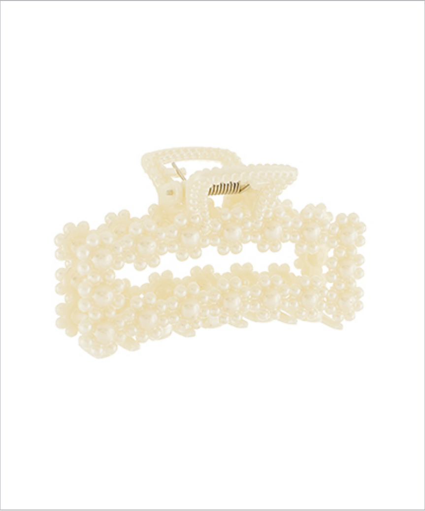 floral claw clip in pearl