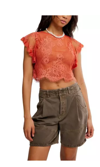 lunar ash lace top in sunset