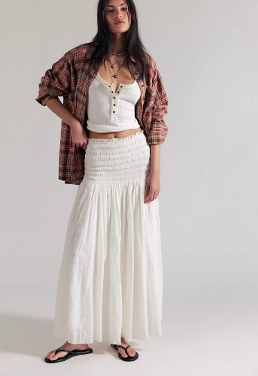 free people raven solid maxi convertable skirt in ivory