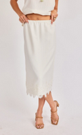 sadie and sage fawn lace hem midi skirt in cream
