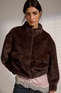 deluc badet faux fur jacket in chocolate
