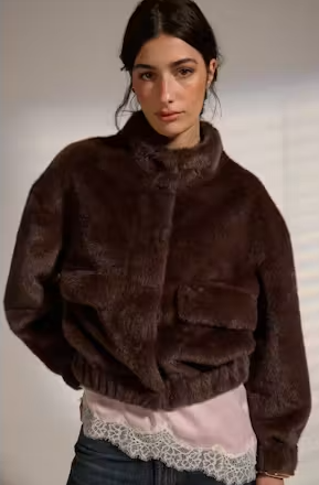 deluc badet faux fur jacket in chocolate