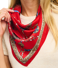 horsebit chain and tassel bandana in red