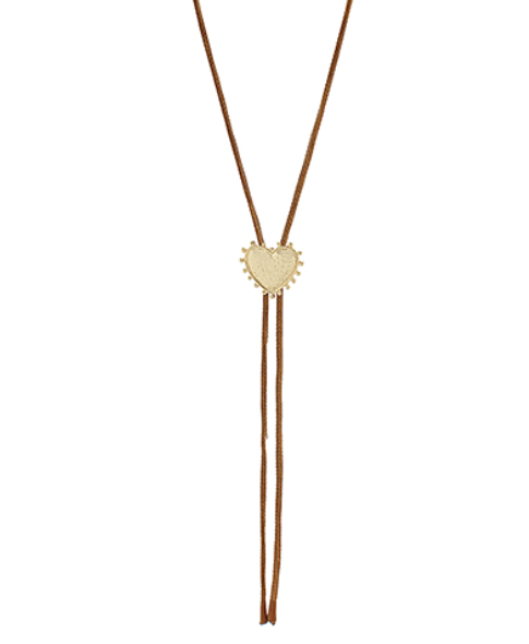 dotted heart pendant bolo cord necklace