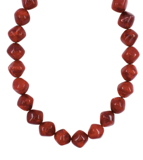 marble pebble stone necklace in wine