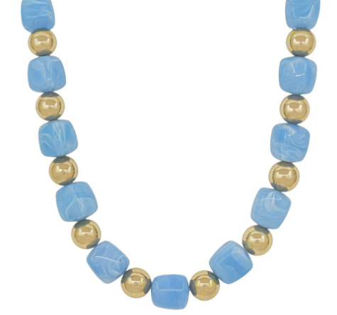 the toddy necklace in light blue