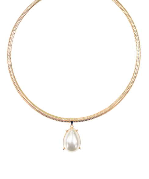teardrop pearl snake chain necklace