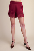 lacy short in burgundy