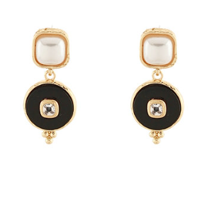pearl square and dangle circle earring