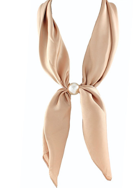 pearl accented bolo scarf necklace in assorted colors