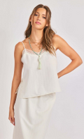 sadie and sage fawn lace trim cami in cream