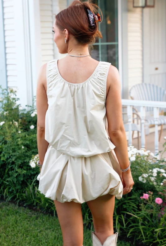 karlie solid poplin bubble skirt in oat