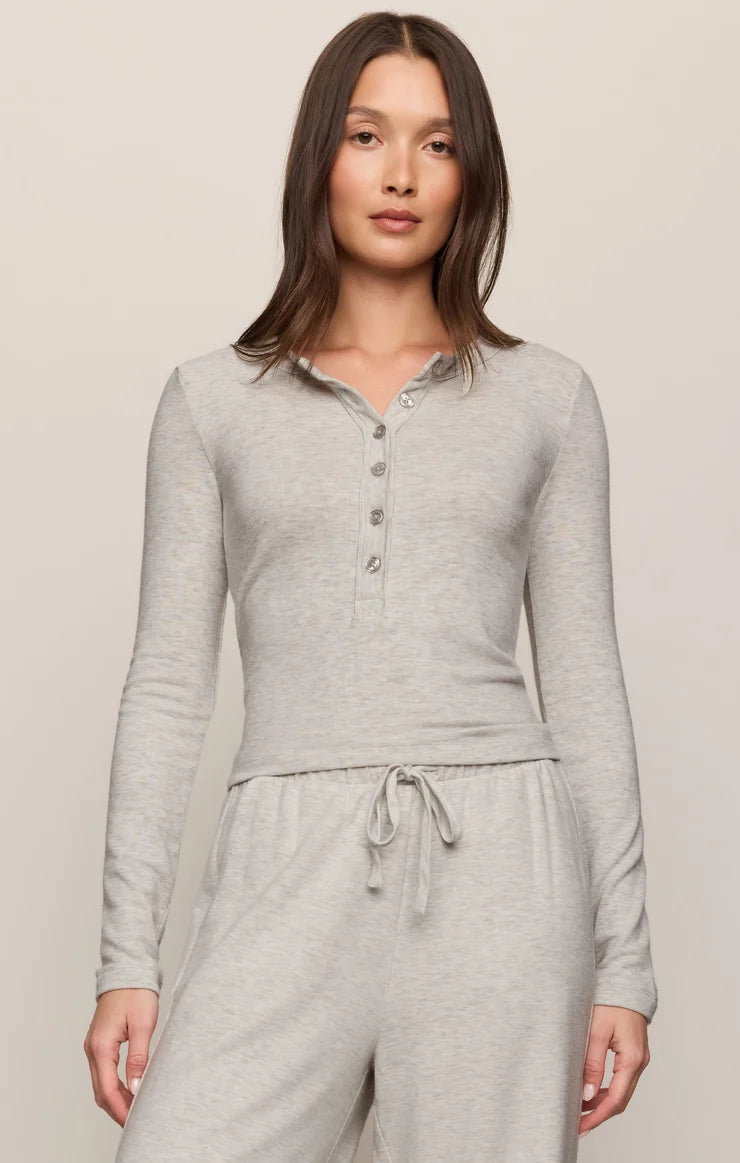 z supply in flow henley top in feather gray