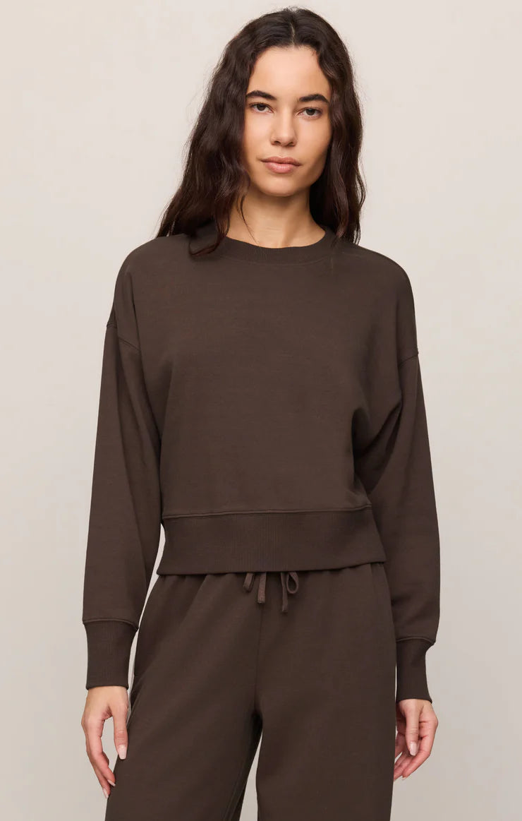 z supply comeback sweatshirt in dark chocolate