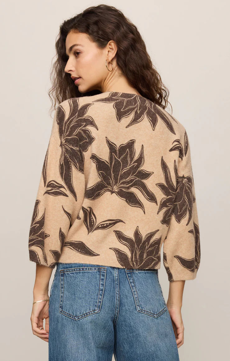 z supply valor floral cardigan in soft ecru