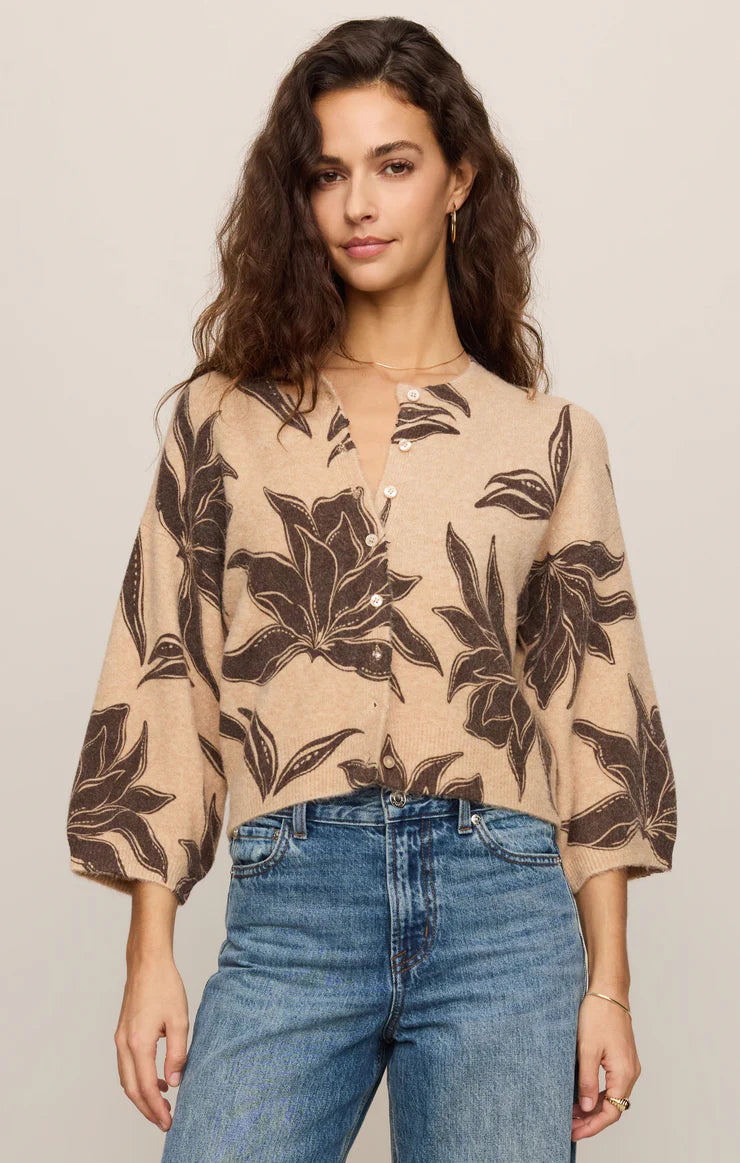z supply valor floral cardigan in soft ecru