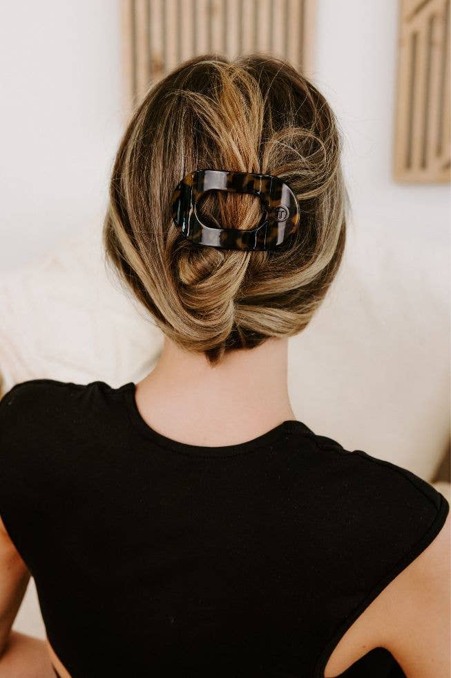TELETIES Round Flat Hair Clip | Small | Tortoise