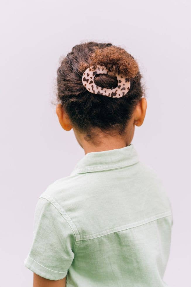 TELETIES Round Flat Hair Clip | Small | Blonde Tortoise