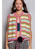 POL Striped Knit Sweater Vest