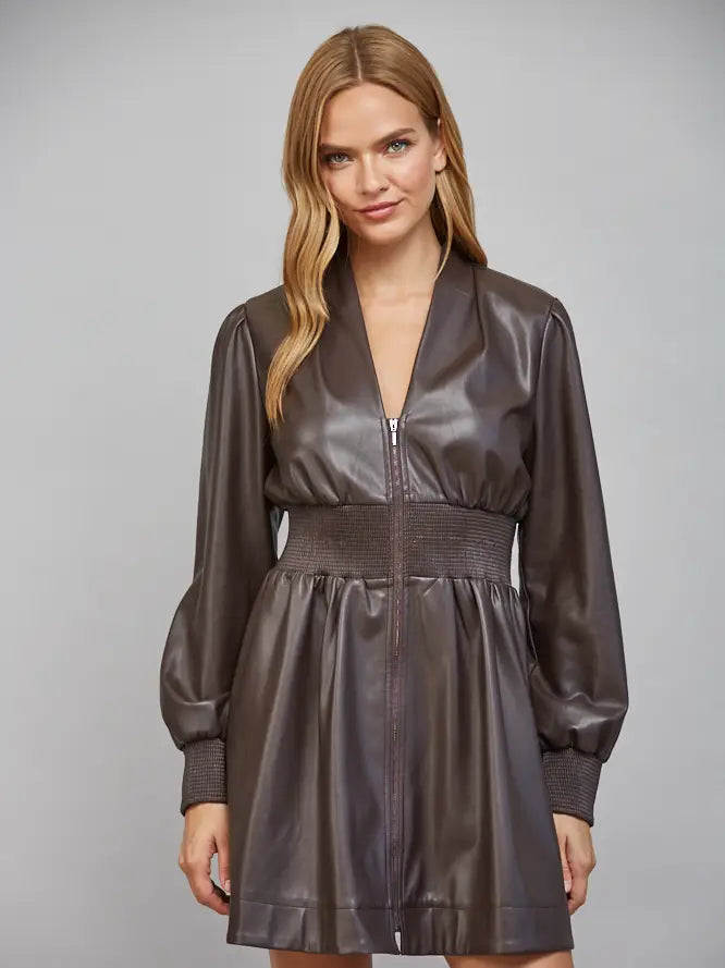 the dallas smocked dress in chocolate brown