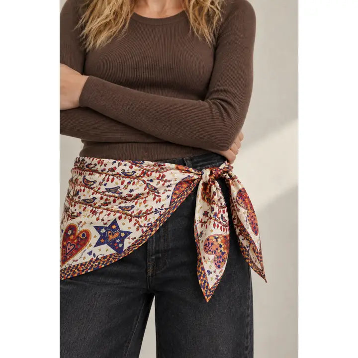 mixed print oversized bandana in ivory multi
