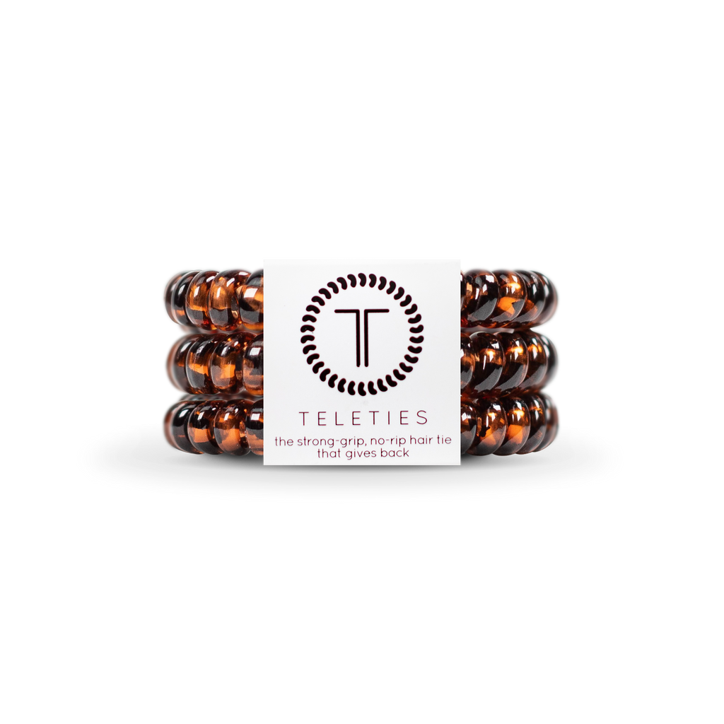 TELETIES Spiral Hair Coils | Small | Tortoise Hair Ties
