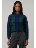 allen plaid sweater in emerald combo