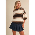 klesis brittney striped sweater in brown combo