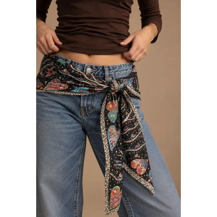 mixed print oversized bandana in black multi