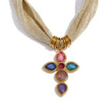 Gold Mesh Cross Necklace