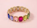 taylor elliott designs enamel stretch bracelet in rainbow stone