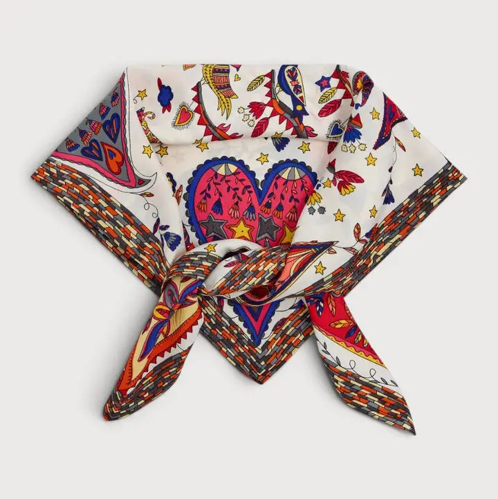 mixed print oversized bandana in ivory multi