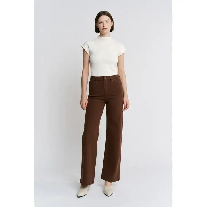 mica high rise wide leg in vintage brown