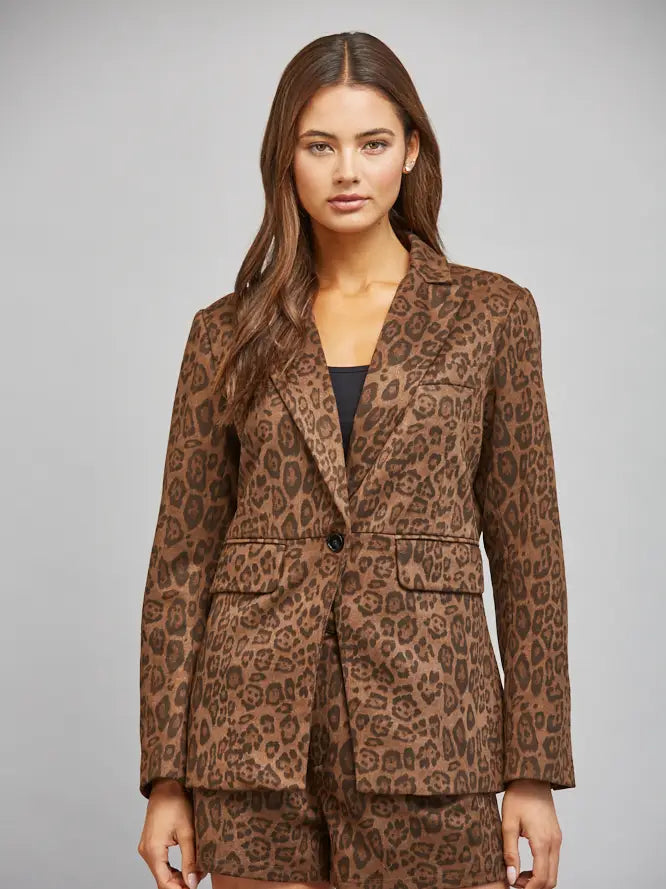 on the prowl blazer in suede leopard