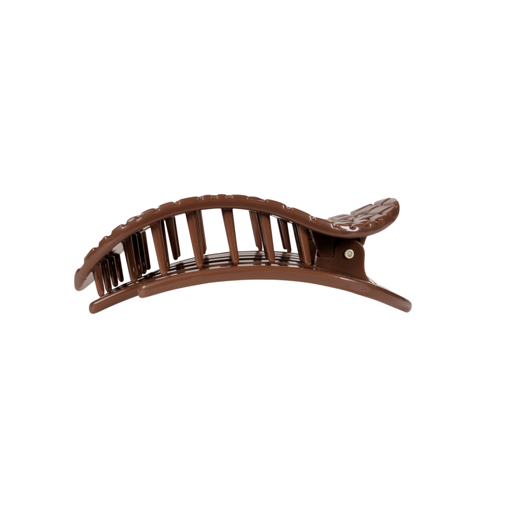 TELETIES Brown Crocodile Medium Flat Round Hair Clip