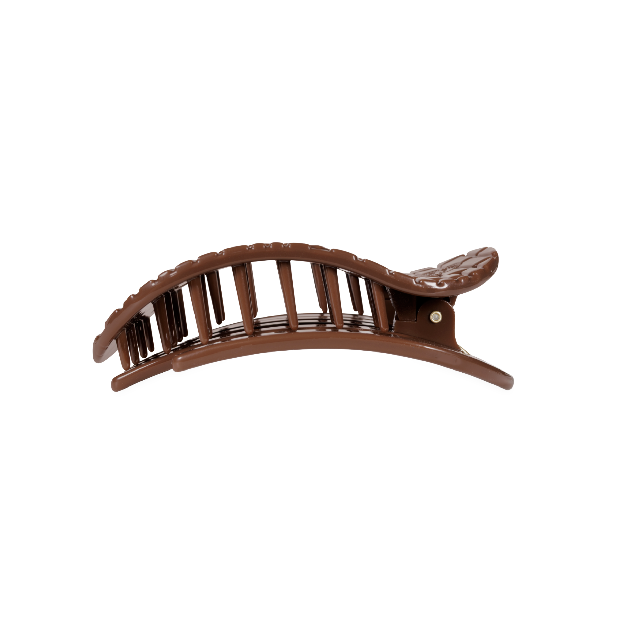 TELETIES Brown Crocodile Medium Flat Round Hair Clip
