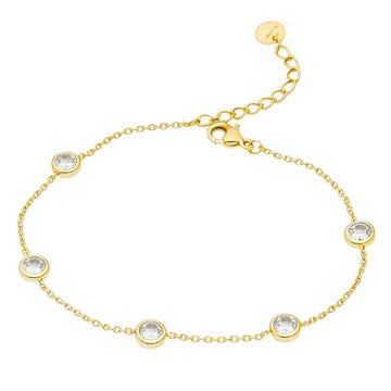 aubrey adele daimond bezel bracelet in gold