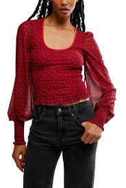free people dottie knit top in printed salsa
