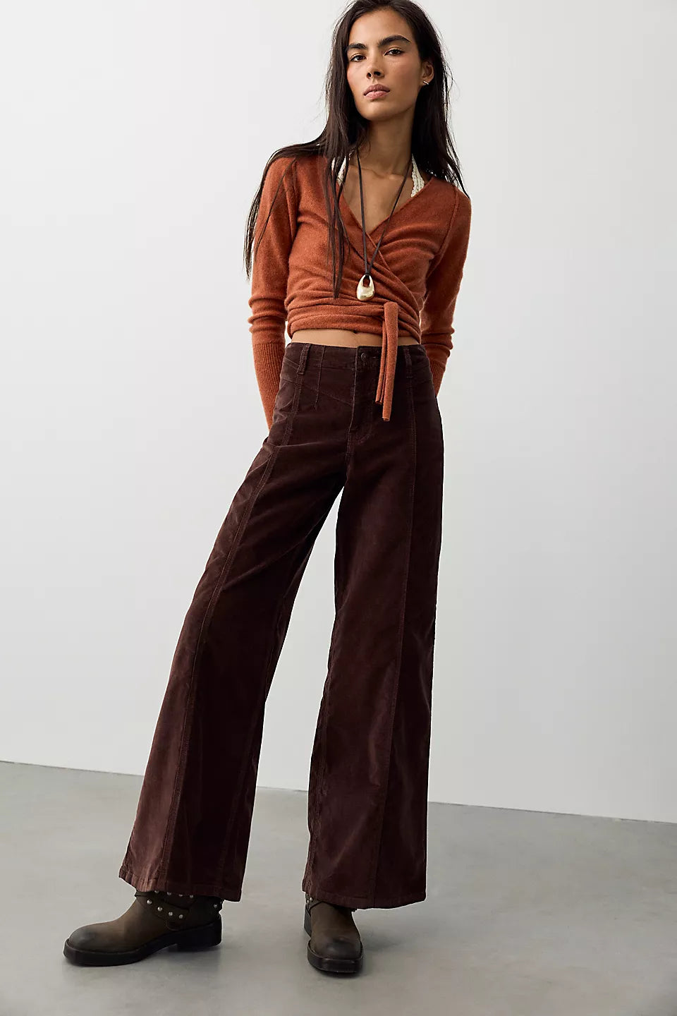 Free People Corded Wide Leg in Brown