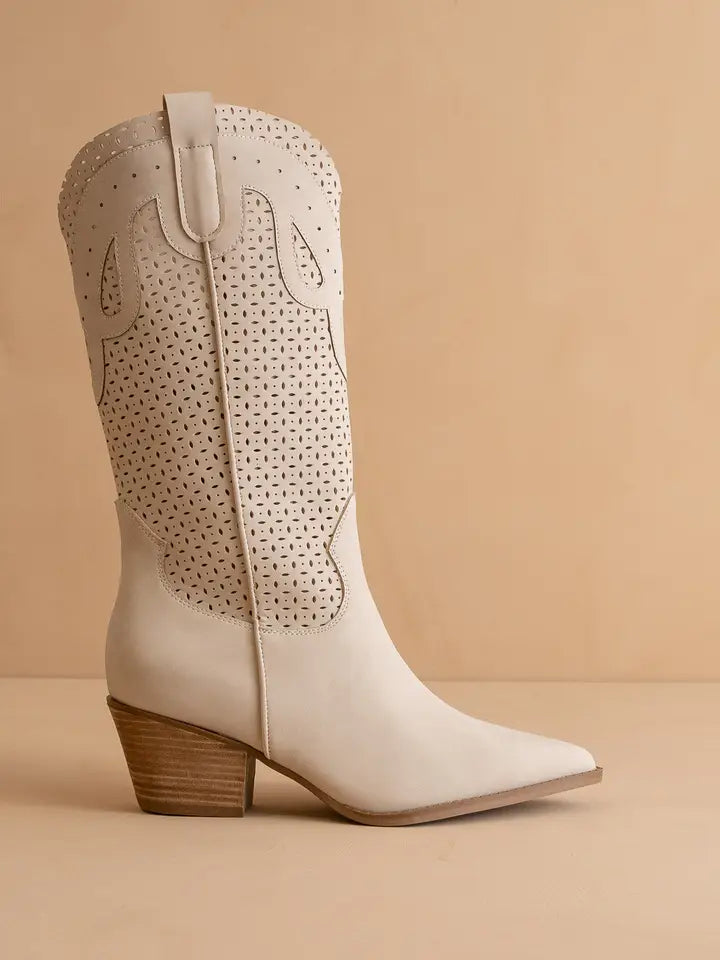 gabby western boot in cream