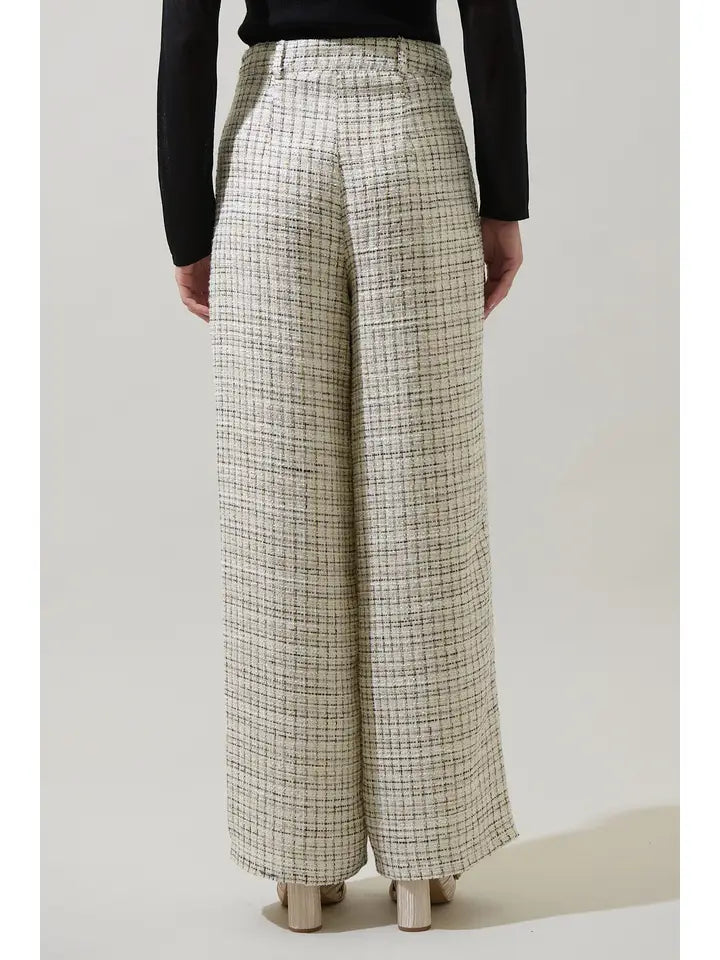 gisella wide leg trousers in ivory tweed
