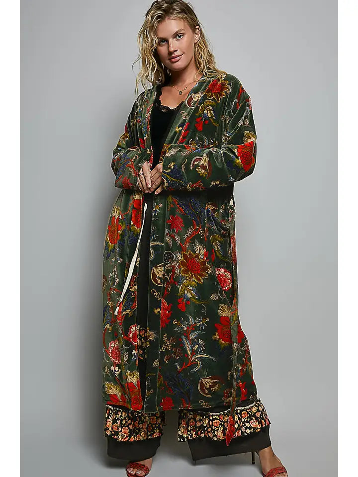 willow belted kimono in green