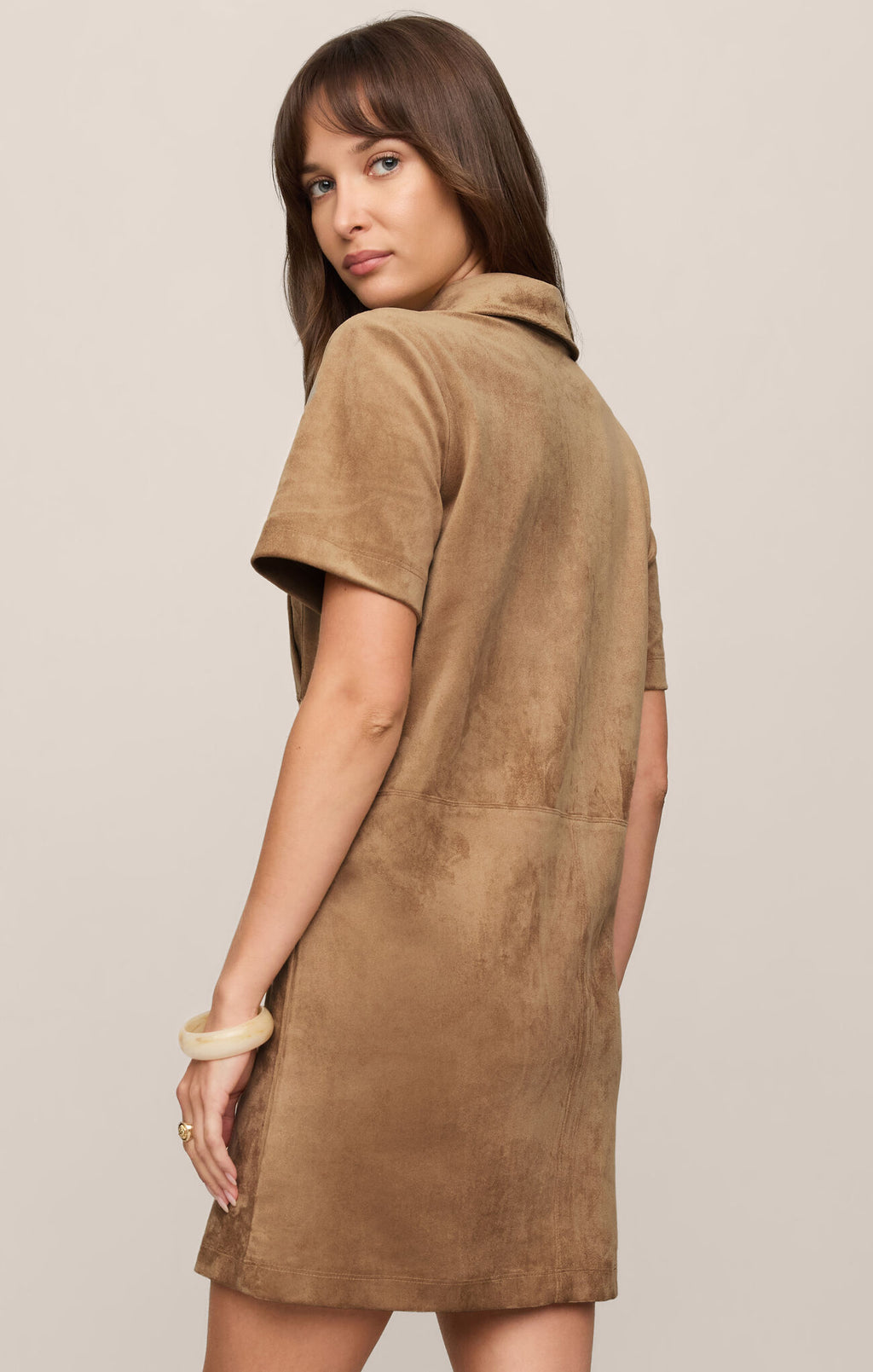 z supply leone suede mini dress in light sand