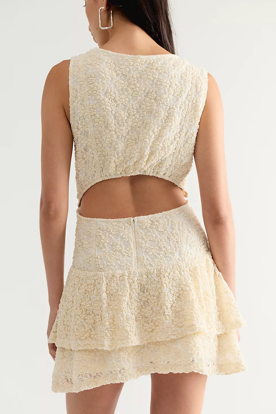 free people slow burn lace mini dress in natural combo