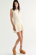 free people slow burn lace mini dress in natural combo